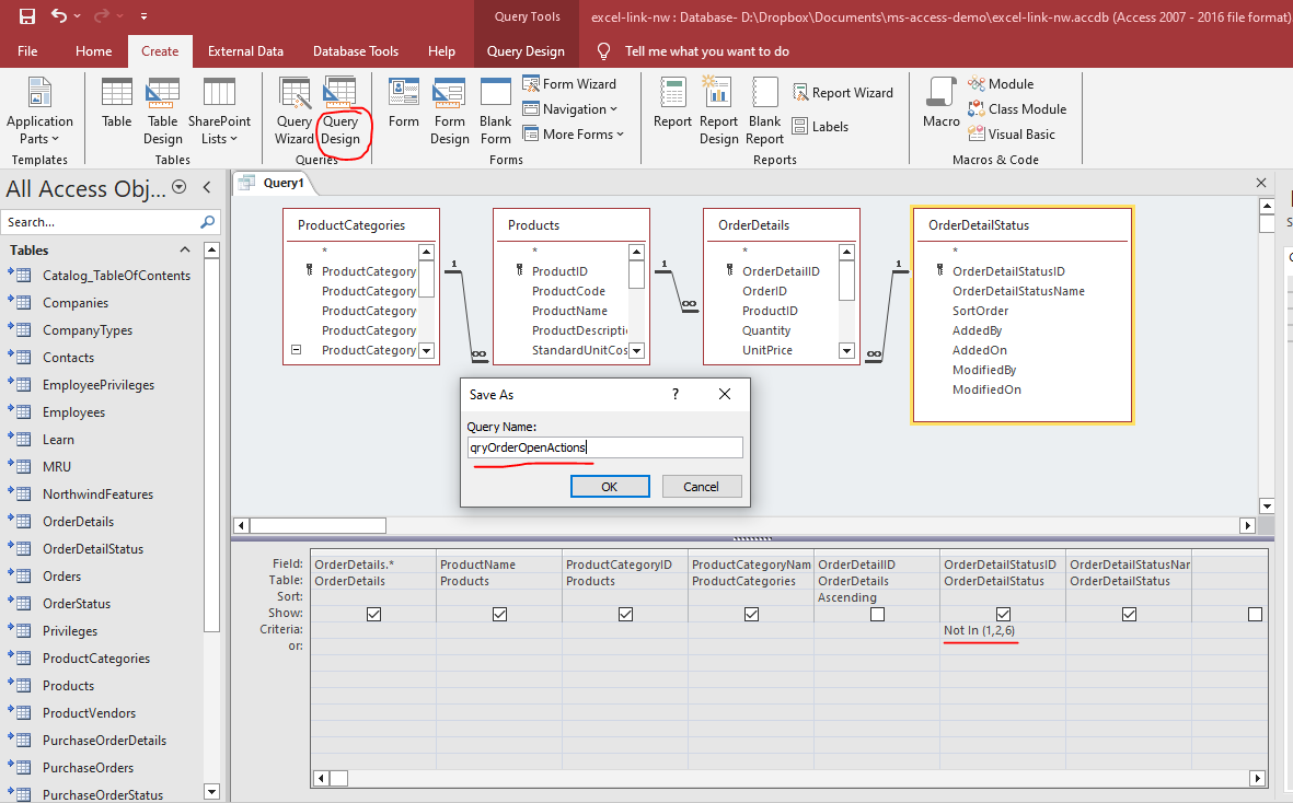 access-query-creation